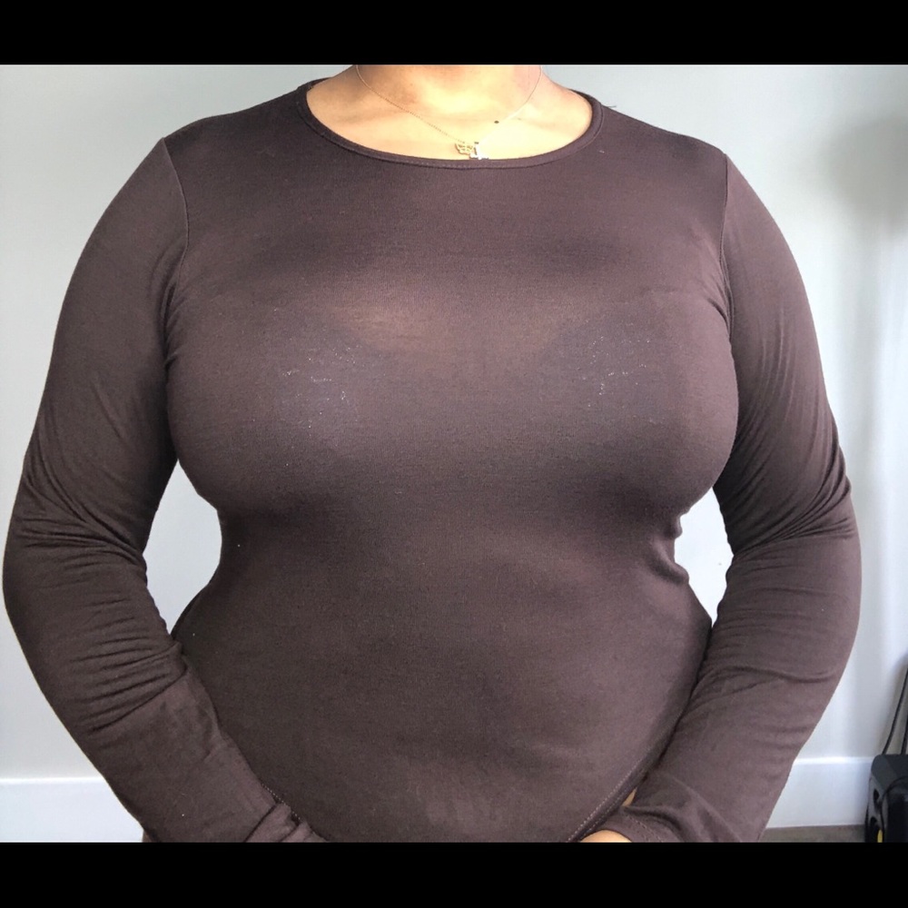 Brown long sleeve bodysuit